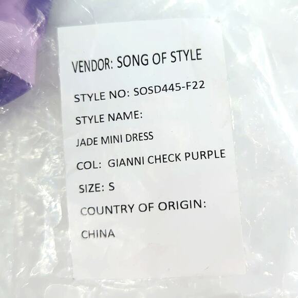 Gianni Song of Style Check Purple Jade Mini Dress S - Picture 7 of 11